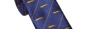 Navy Tie with thi stripes and gold all over fox